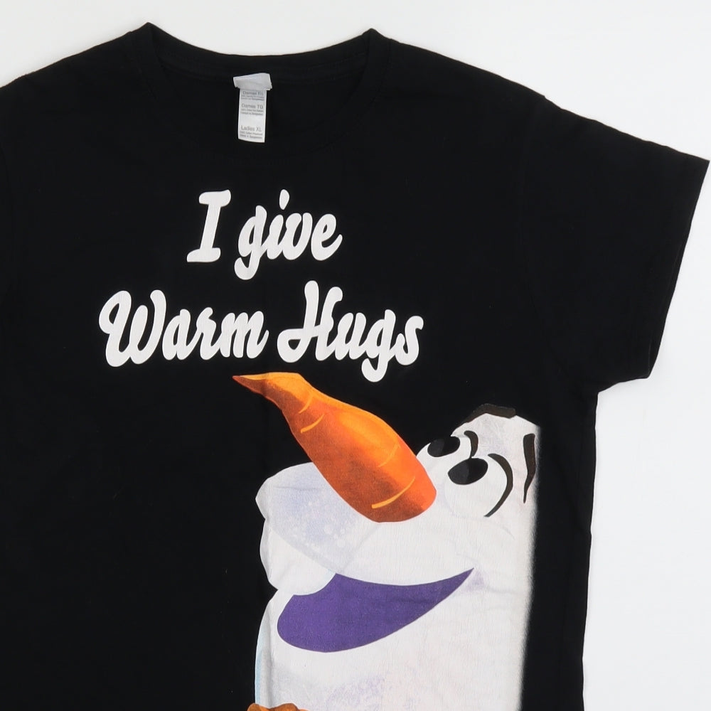 Disney Womens Black   Basic T-Shirt Size XL  - Olaf Frozen