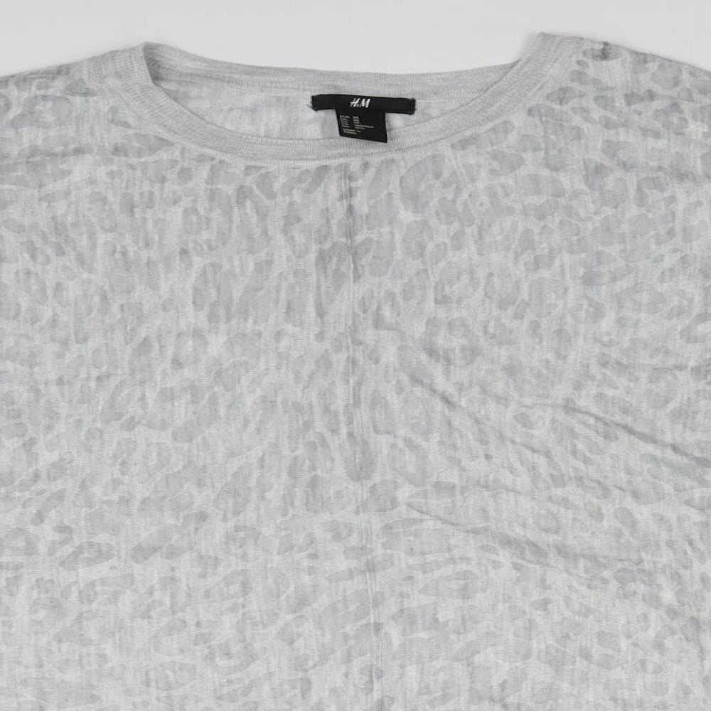 H&M Womens Grey Animal Print  Basic Blouse Size XS  - Loose fit