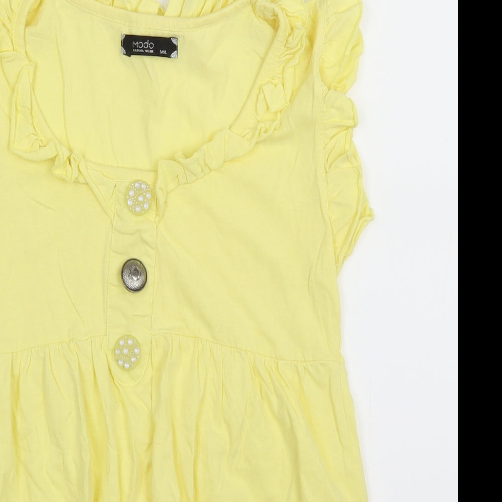 MODO Womens Yellow   Basic Blouse Size M