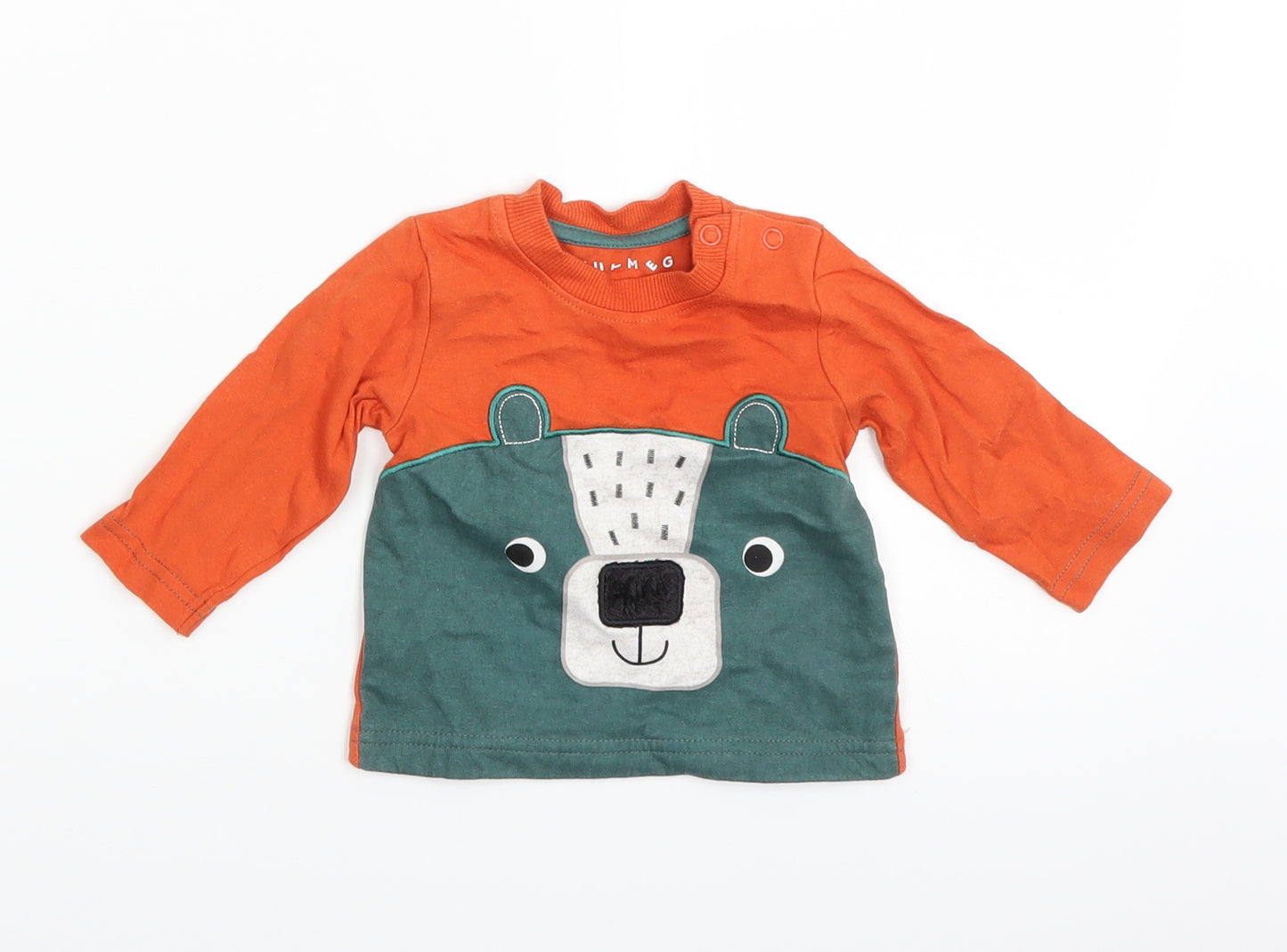 Nutmeg Baby Orange   Basic T-Shirt Size 0-3 Months  - teddy bear