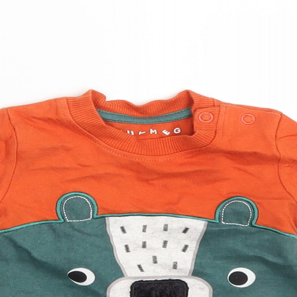 Nutmeg Baby Orange   Basic T-Shirt Size 0-3 Months  - teddy bear