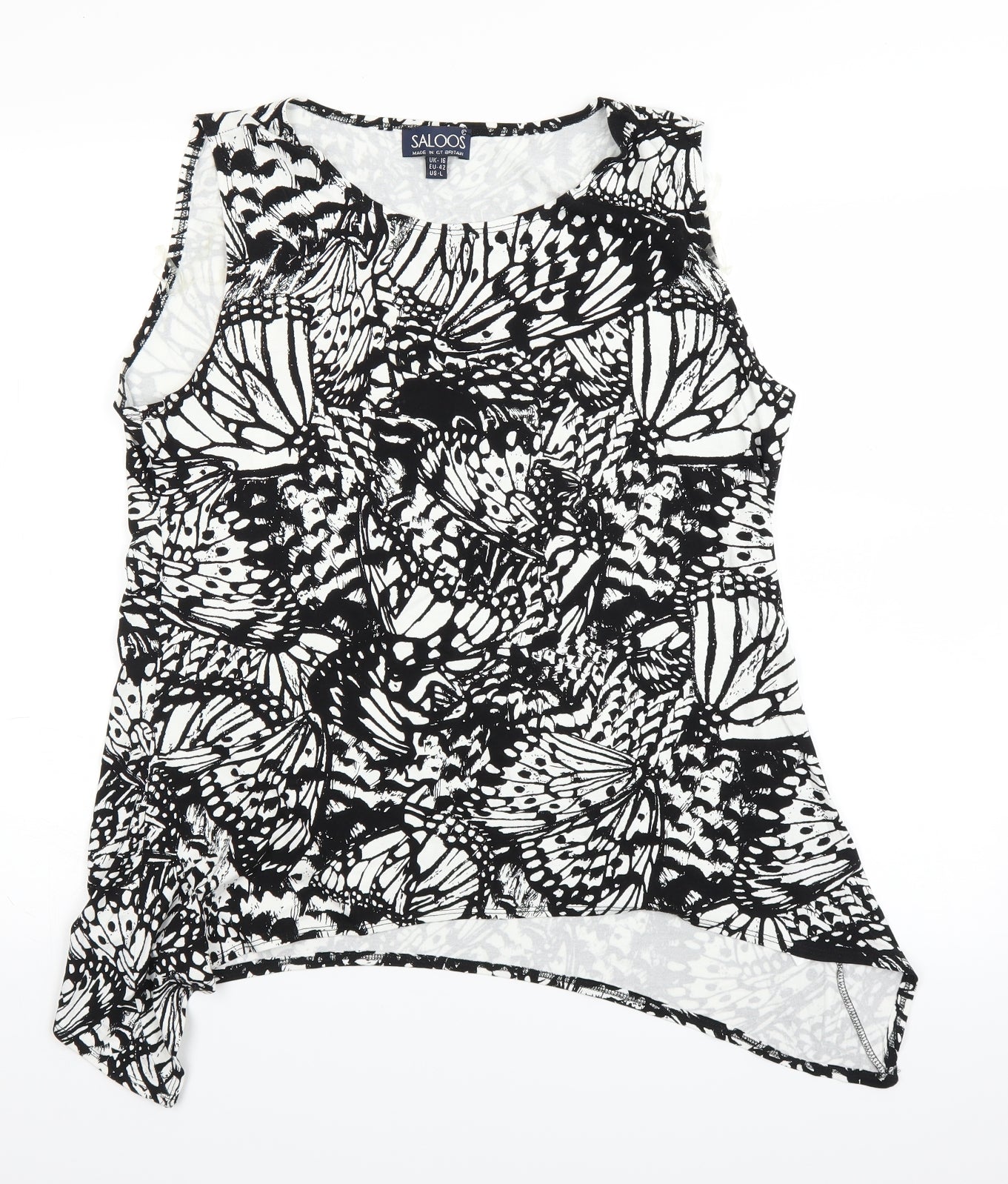 Saloos Womens Black Floral  Basic Blouse Size 16