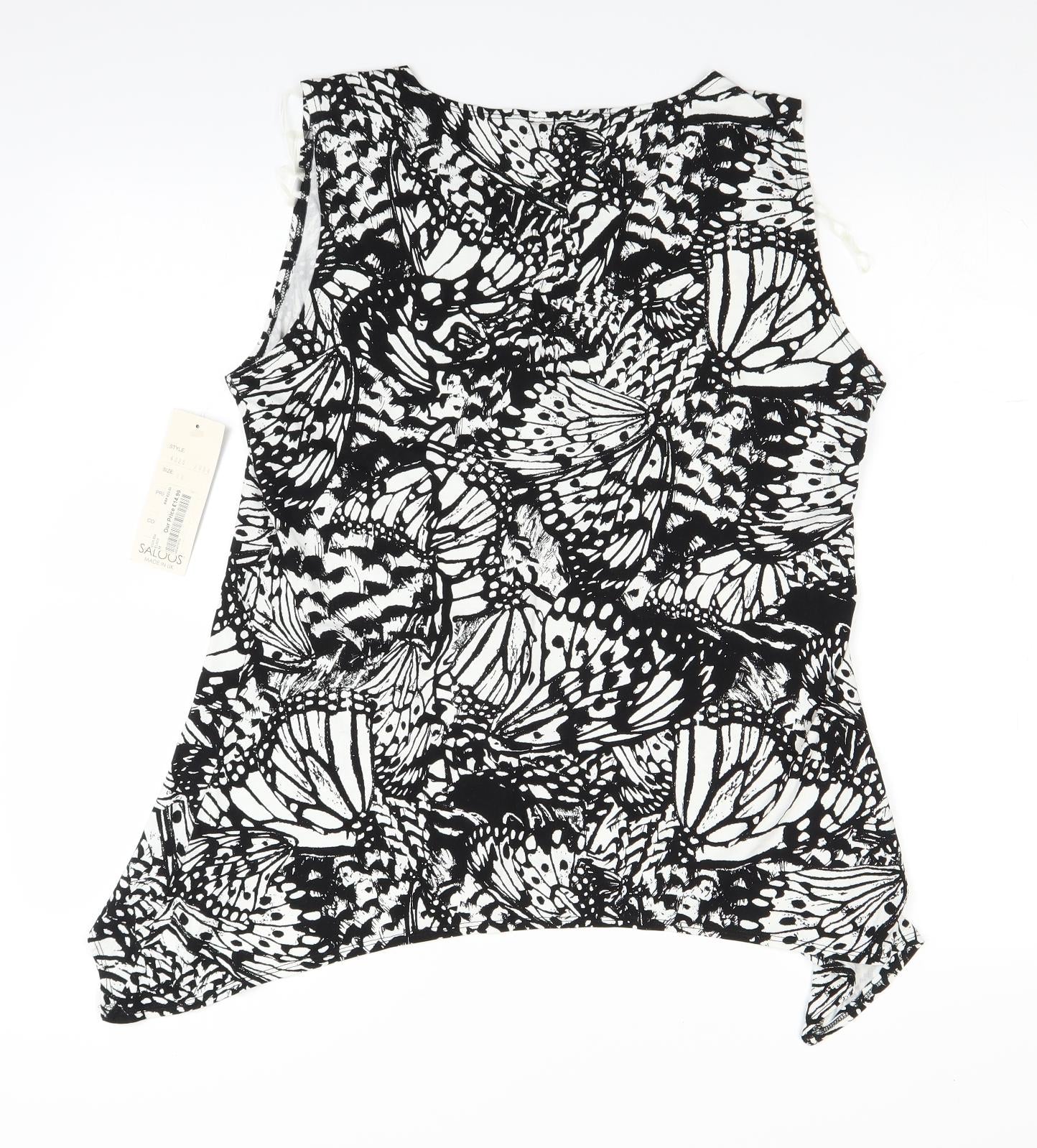 Saloos Womens Black Floral  Basic Blouse Size 16