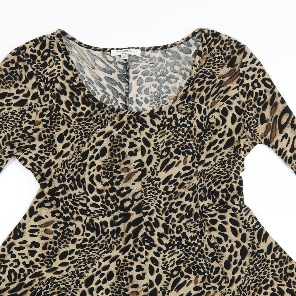 New Look Womens Brown Animal Print  Fit & Flare  Size L