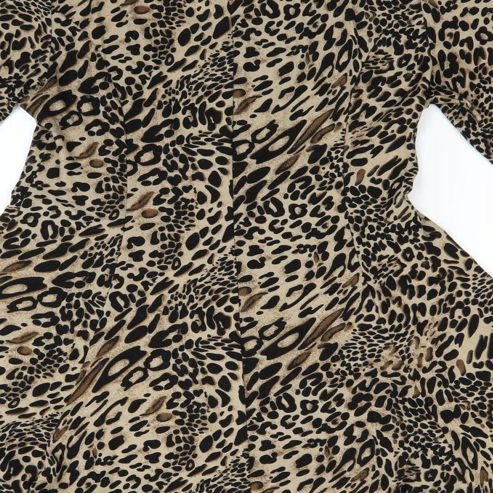 New Look Womens Brown Animal Print  Fit & Flare  Size L