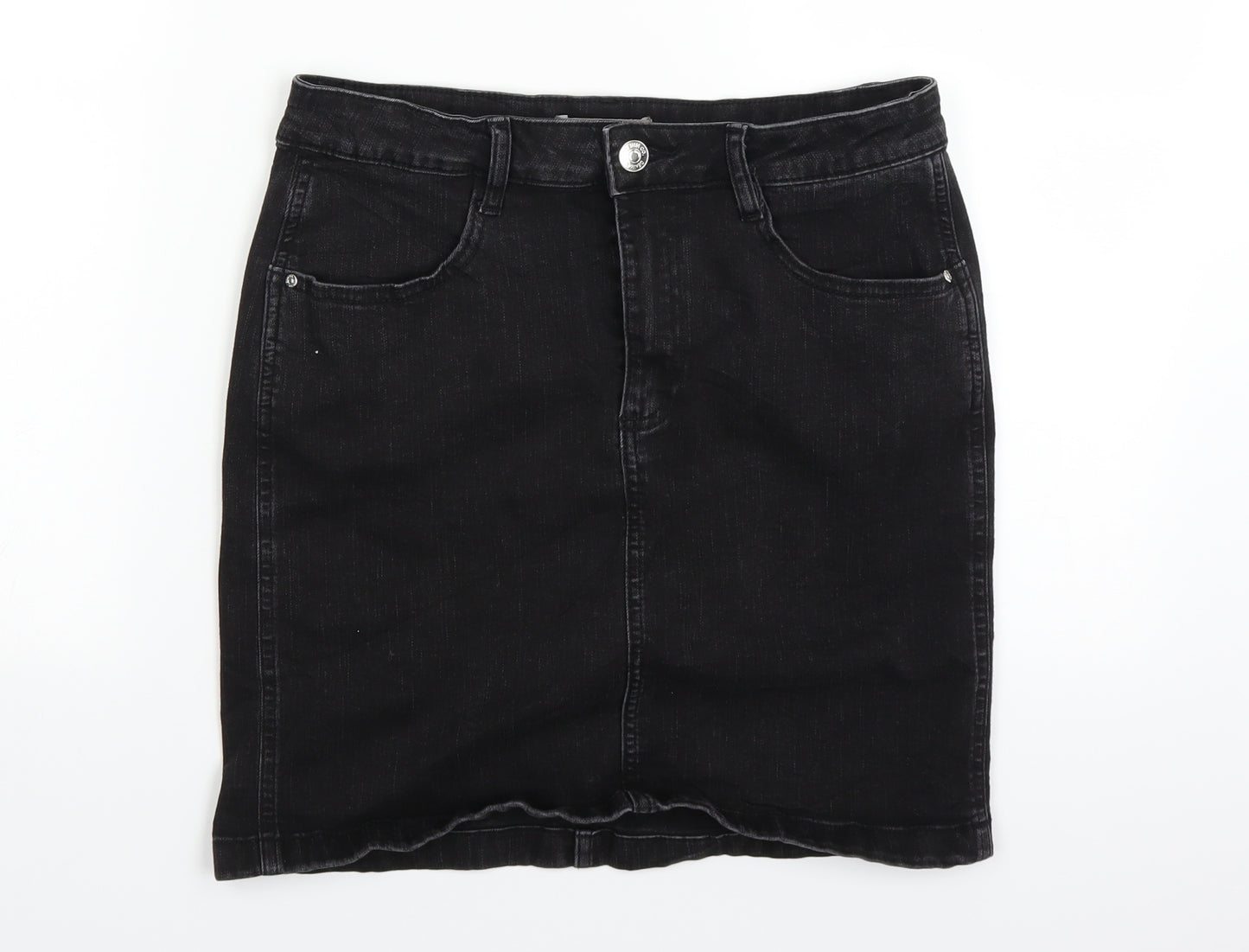 Primark Womens Black  Denim A-Line Skirt Size 14