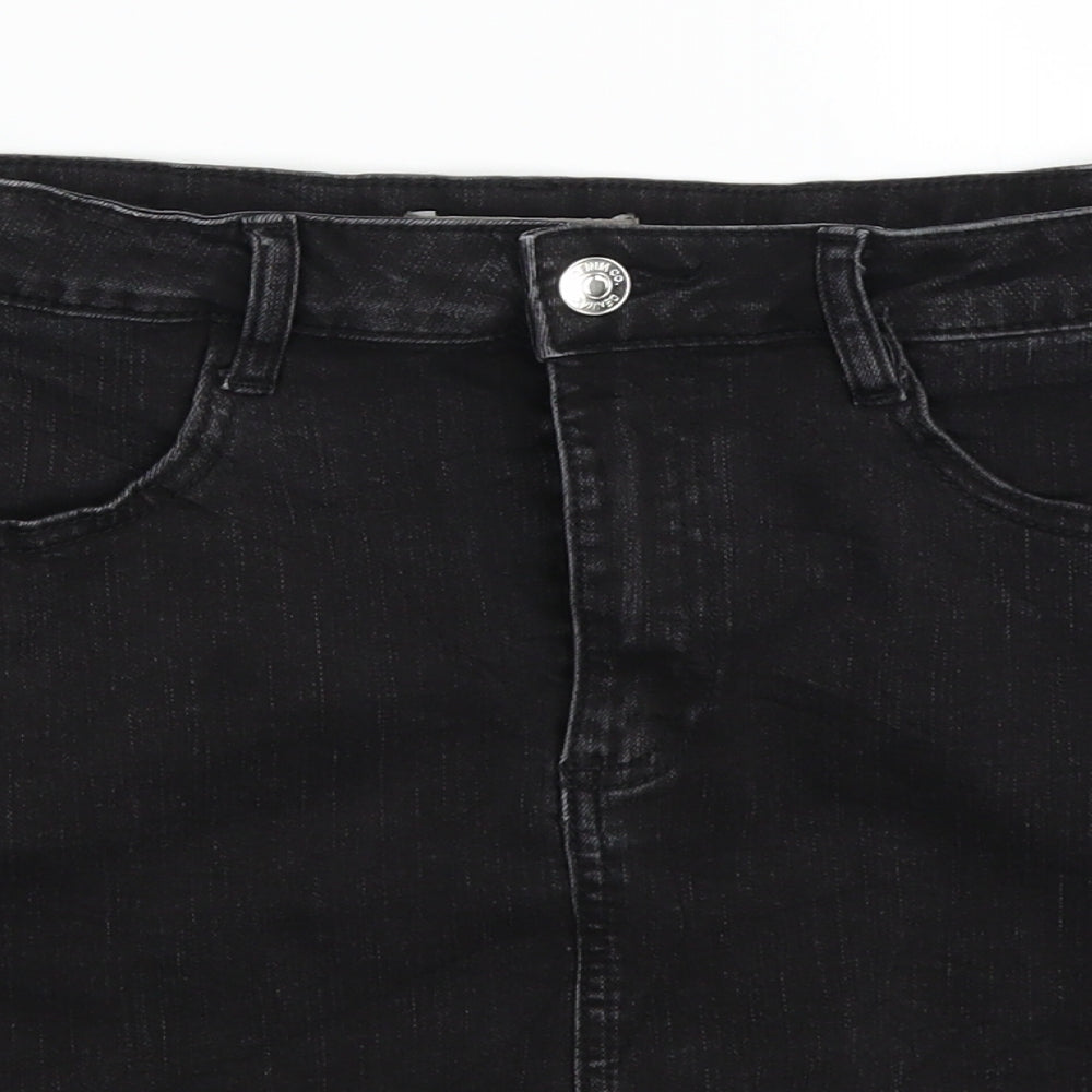 Primark Womens Black  Denim A-Line Skirt Size 14