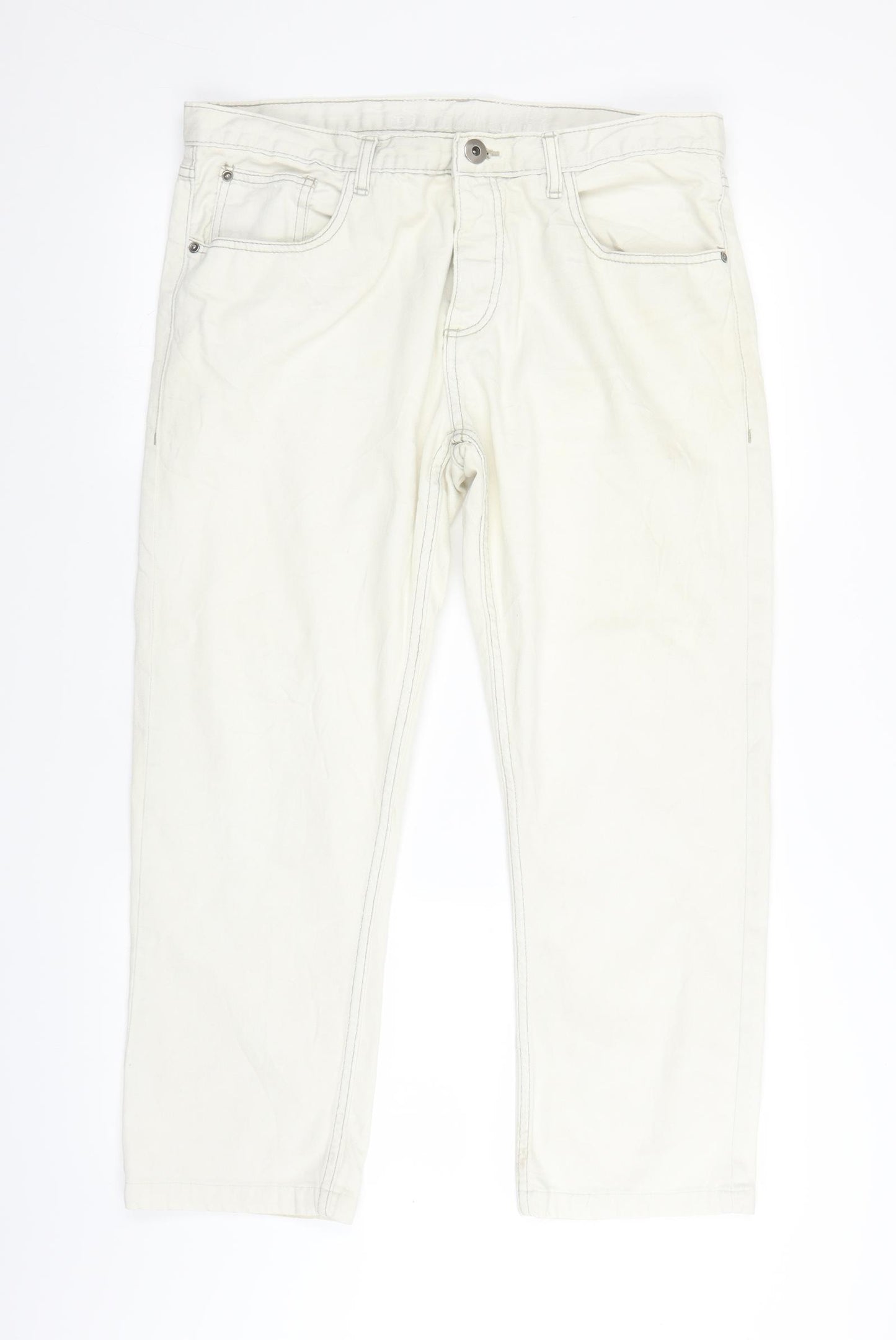 Primark Womens White  Denim Straight Jeans Size 38 in L25 in