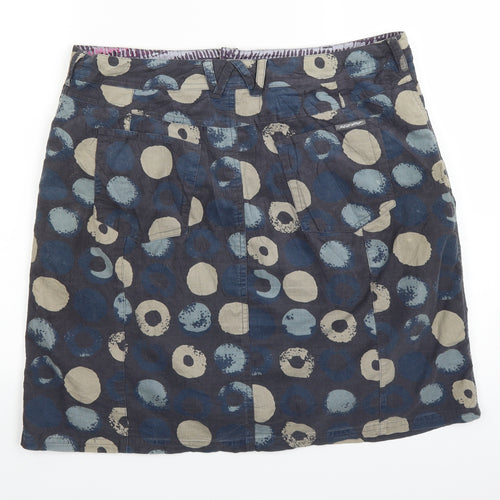 White Stuff Womens Blue Polka Dot Corduroy A-Line Skirt Size 14