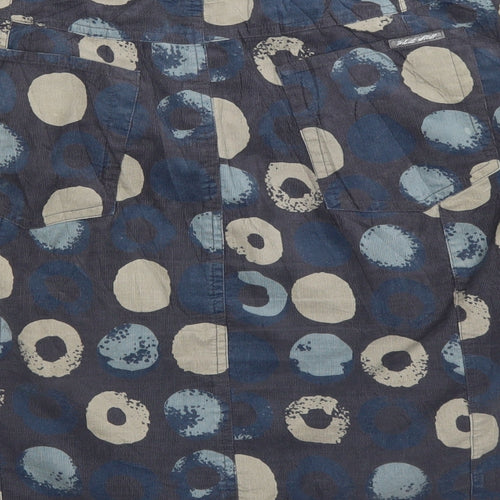 White Stuff Womens Blue Polka Dot Corduroy A-Line Skirt Size 14