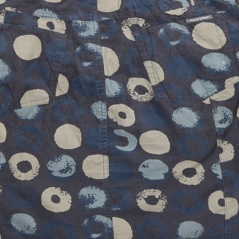 White Stuff Womens Blue Polka Dot Corduroy A-Line Skirt Size 14