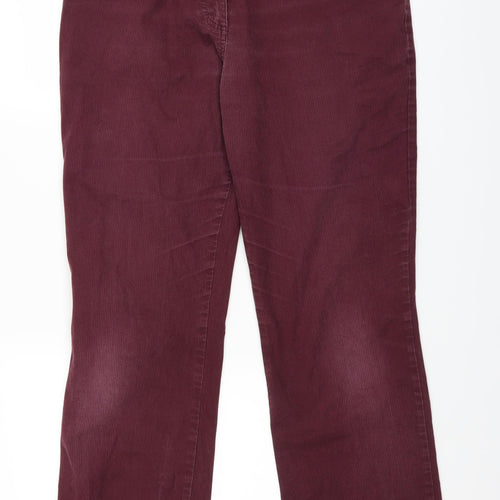 Marks and Spencer Womens Red  Corduroy Chino Trousers Size 16 L29.5 in