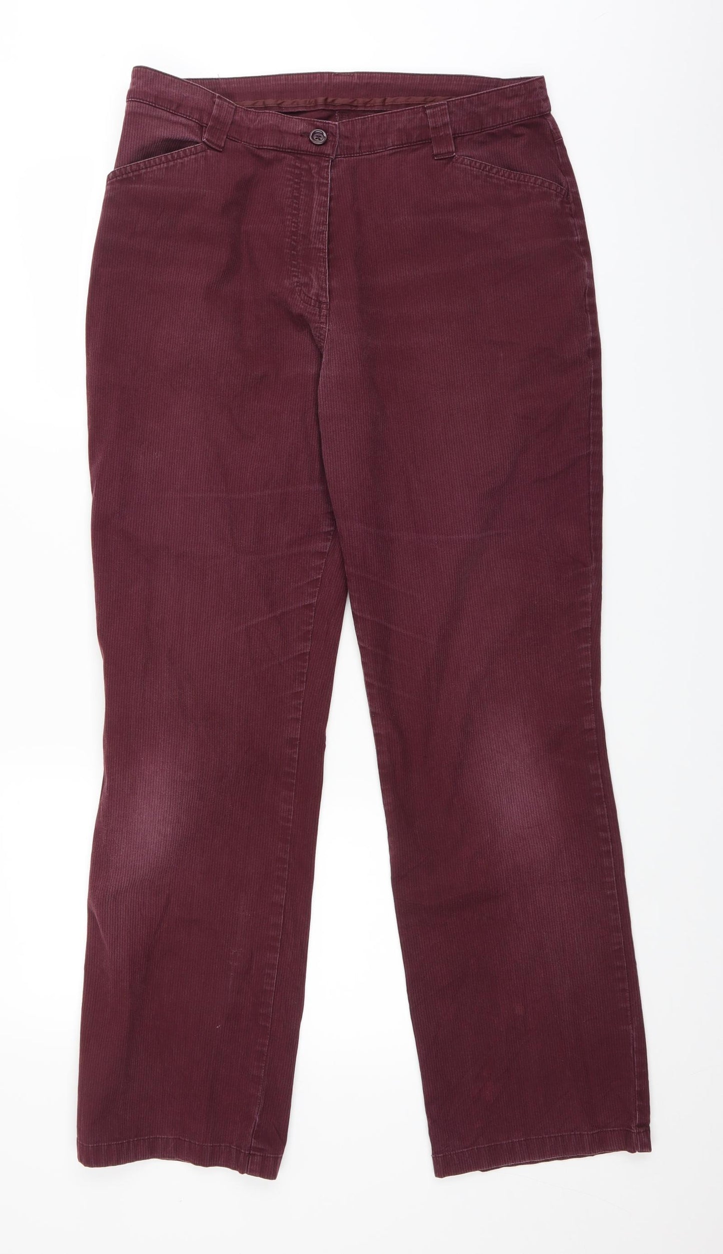 Marks and Spencer Womens Red  Corduroy Chino Trousers Size 16 L29.5 in
