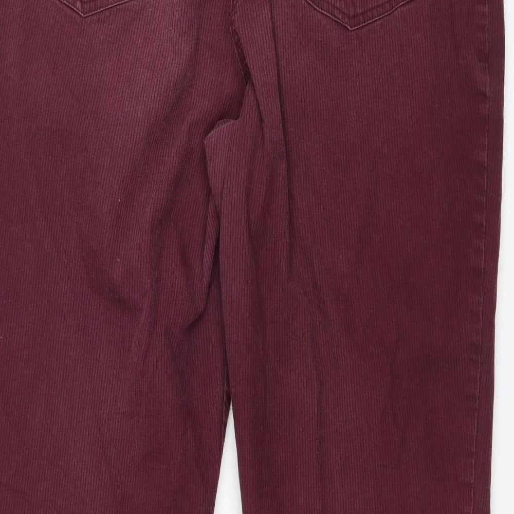 Marks and Spencer Womens Red  Corduroy Chino Trousers Size 16 L29.5 in