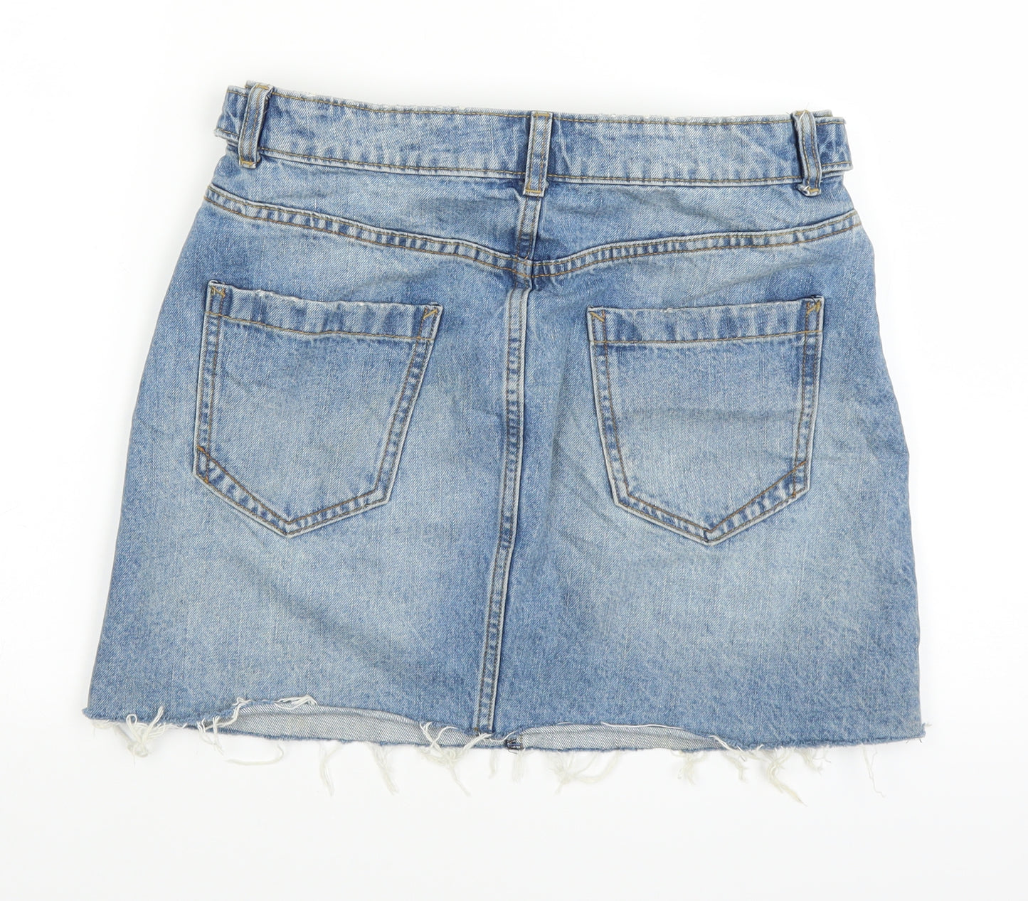Zara Womens Blue  Denim A-Line Skirt Size S  - Belted
