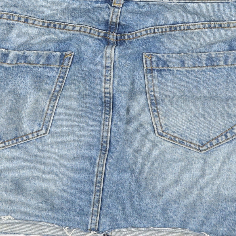 Zara Womens Blue  Denim A-Line Skirt Size S  - Belted