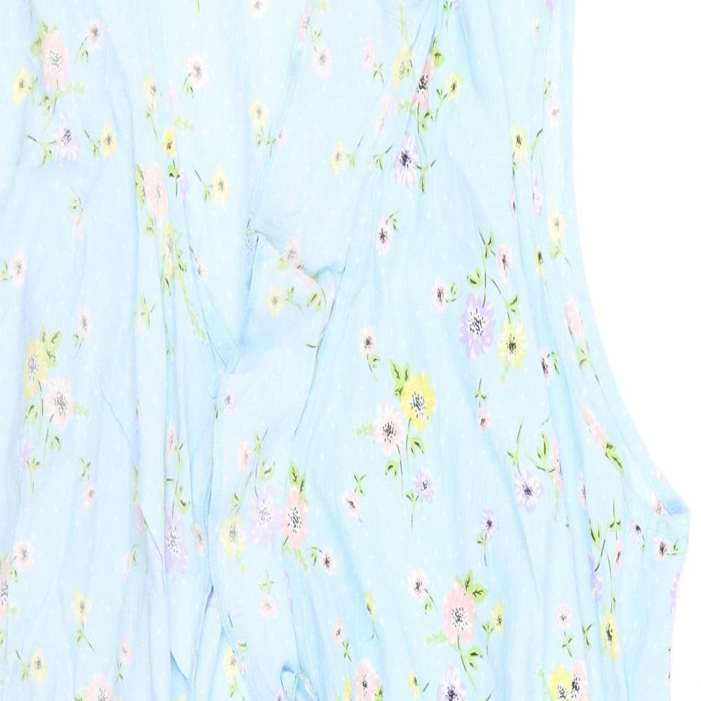gorge Womens Blue Floral  Basic Blouse Size 12
