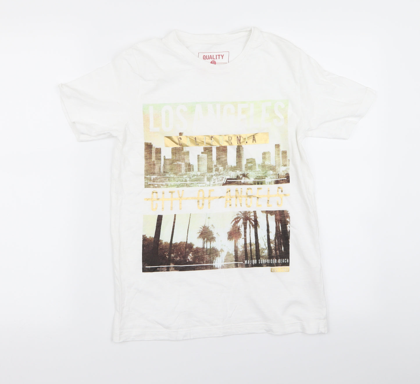 Preworn Boys White   Basic T-Shirt Size 10-11 Years