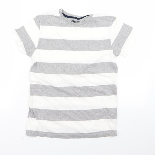 Rebel Boys White Striped  Basic T-Shirt Size 10-11 Years