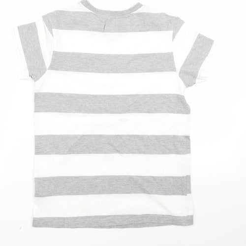 Rebel Boys White Striped  Basic T-Shirt Size 10-11 Years
