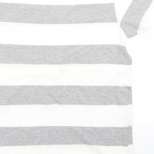 Rebel Boys White Striped  Basic T-Shirt Size 10-11 Years