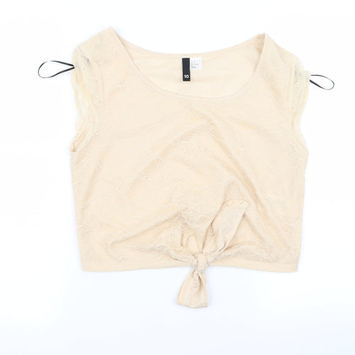 Preworn Womens Beige   Basic Blouse Size 10
