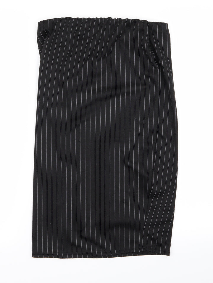 Boohoo Womens Black Striped Straight & Pencil Set Size 10