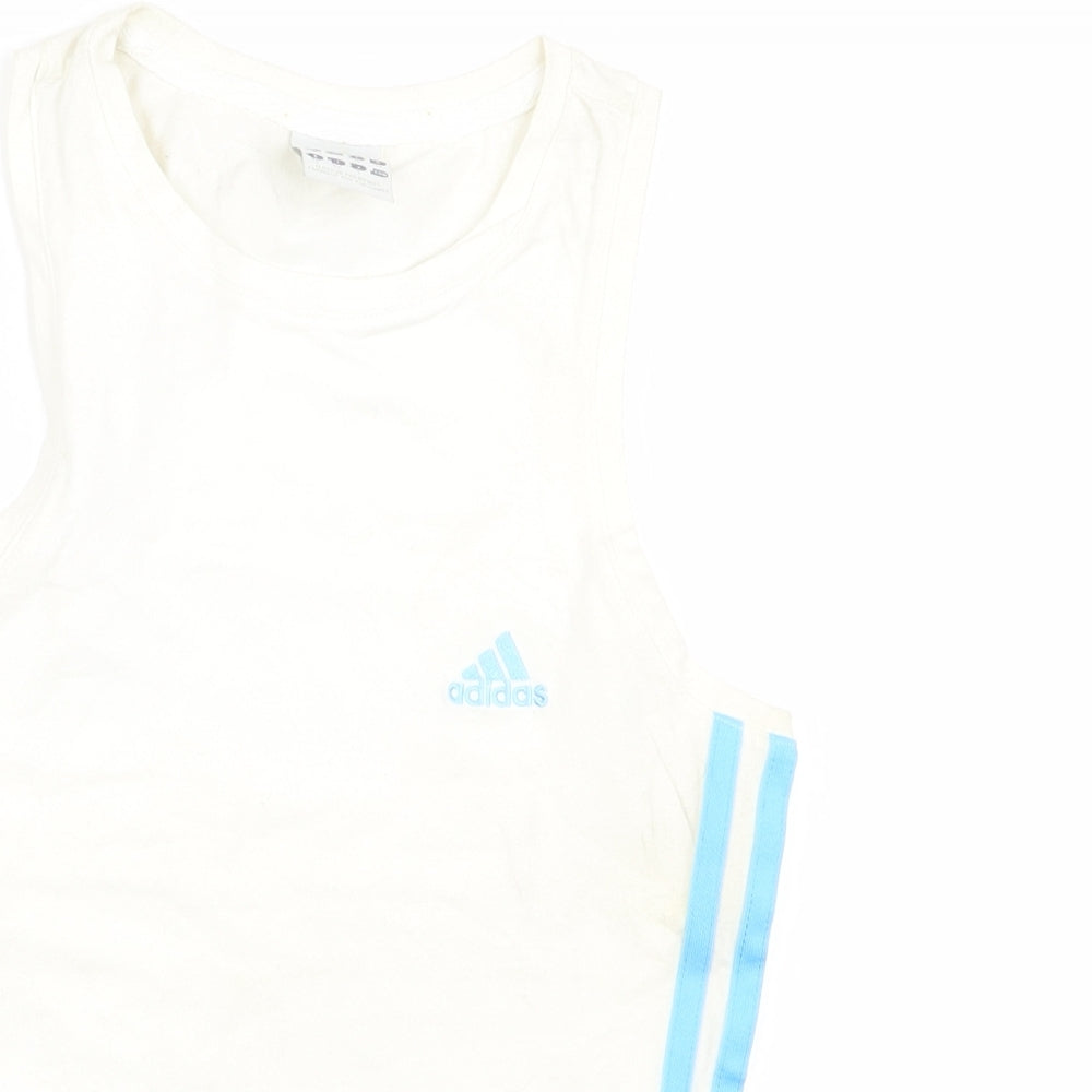 adidas Womens White Striped  Basic Tank Size 18