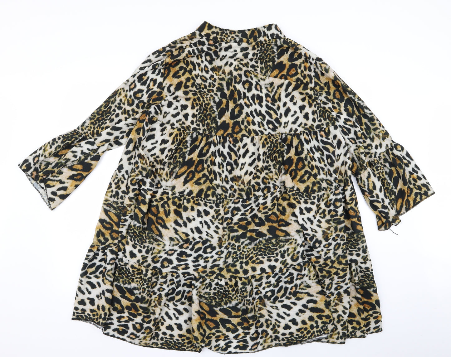 Preworn Womens Black Animal Print  Shirt Dress  Size L