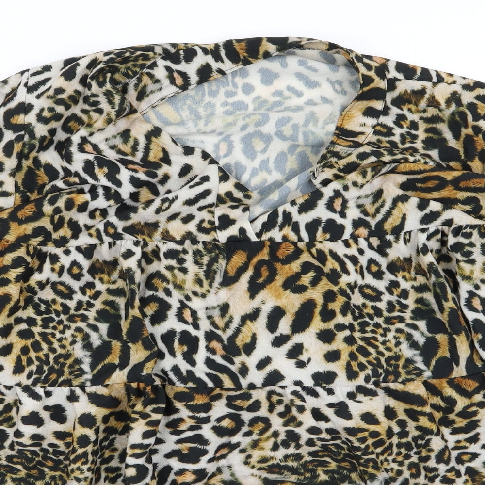 Preworn Womens Black Animal Print  Shirt Dress  Size L