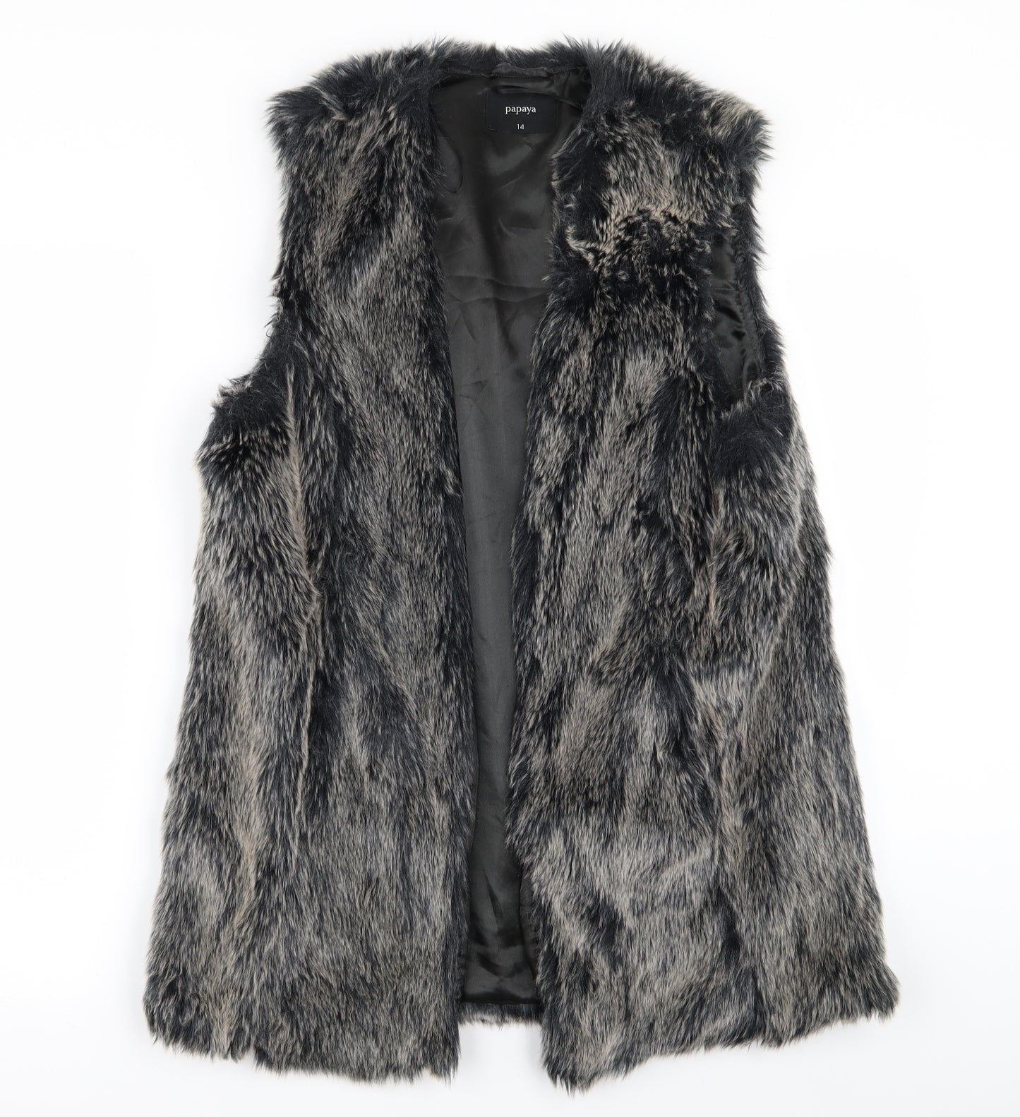 papayra Womens Black   Gilet Coat Size 14  - fur