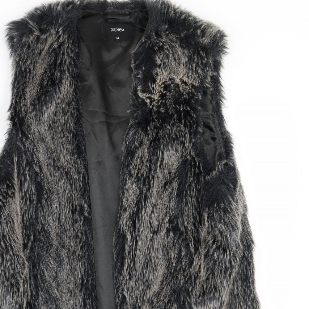 papayra Womens Black   Gilet Coat Size 14  - fur