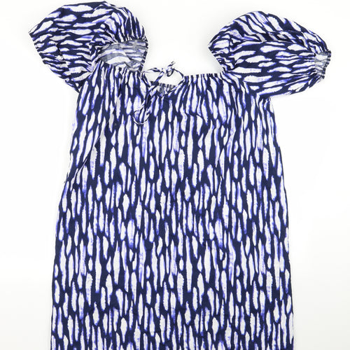 geogre Womens Purple Animal Print  Basic Blouse Size L