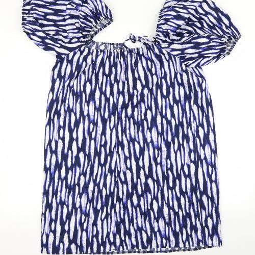 geogre Womens Purple Animal Print  Basic Blouse Size L