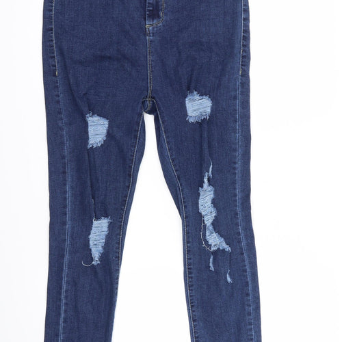 PRETTYLITTLETHING Womens Blue   Skinny Jeans Size 14 L25 in