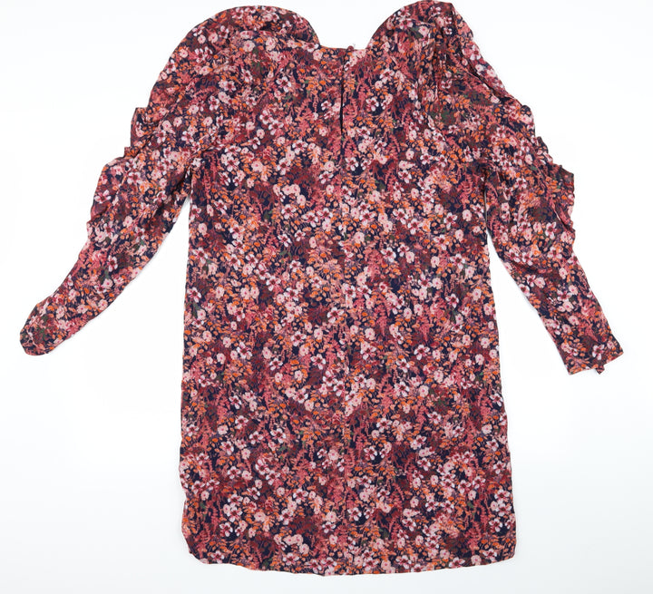 H&M Womens Red Floral A-Line Size 12