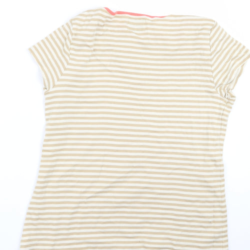 NEXT Womens Beige Striped  Basic T-Shirt Size 18