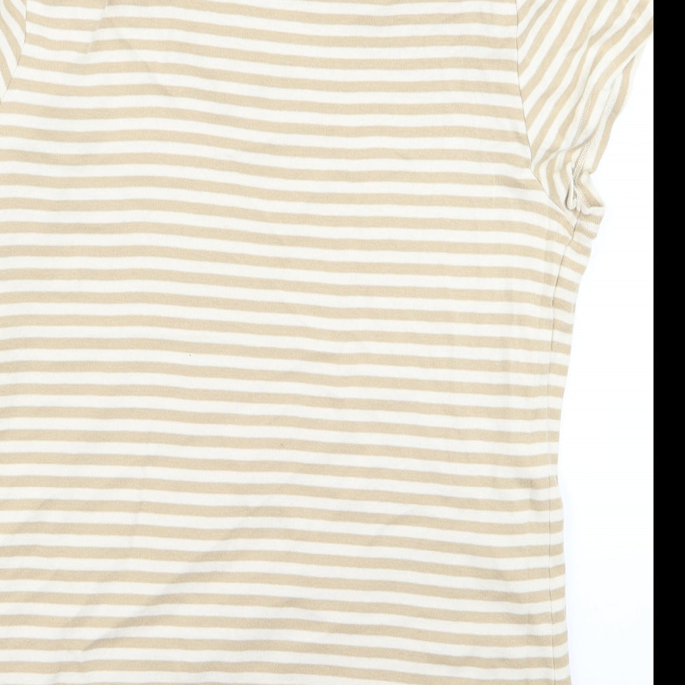 NEXT Womens Beige Striped  Basic T-Shirt Size 18