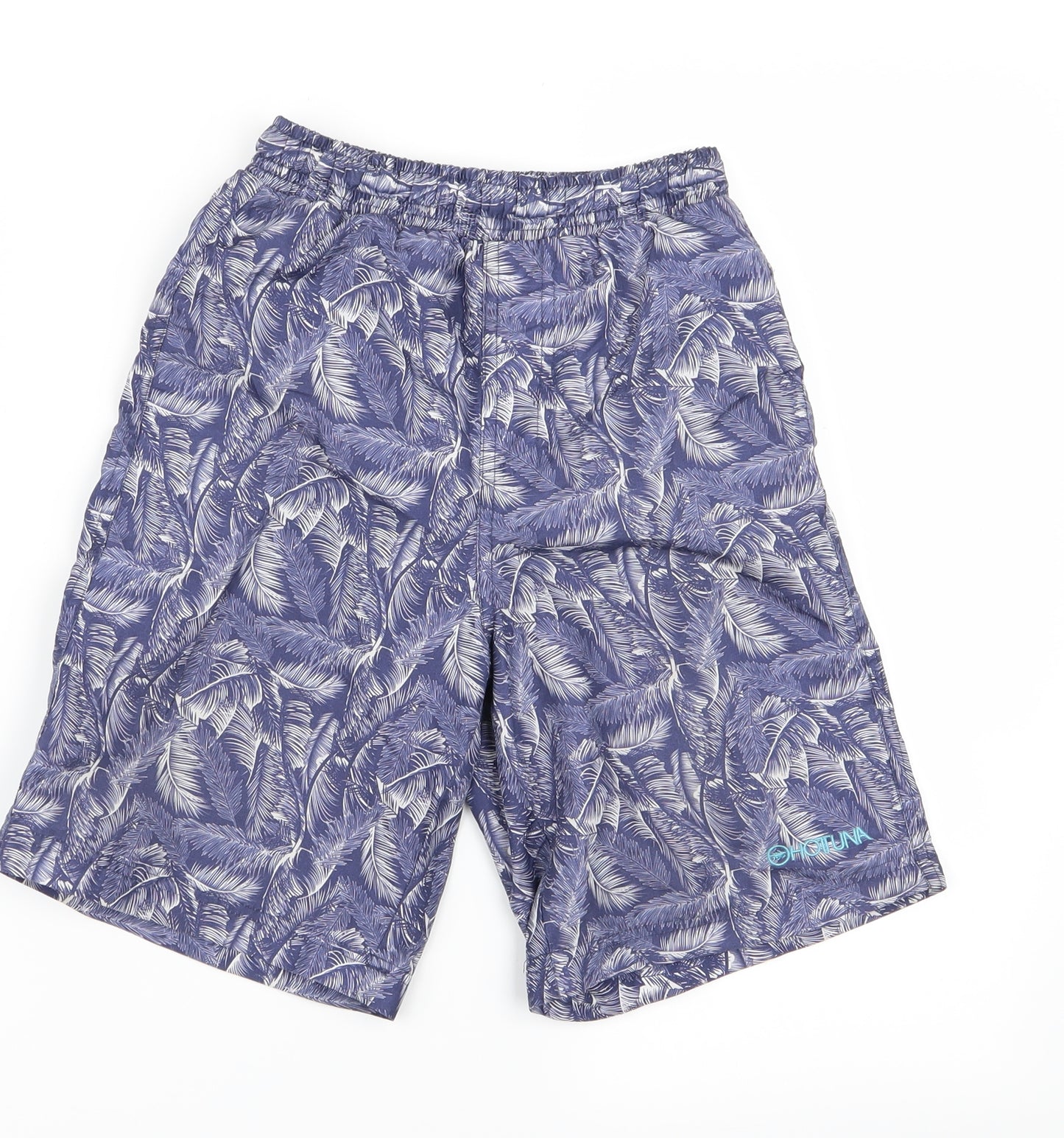 preoworn Boys Blue Floral Ramie Bermuda Shorts Size 7 Years