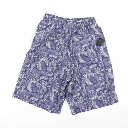 preoworn Boys Blue Floral Ramie Bermuda Shorts Size 7 Years