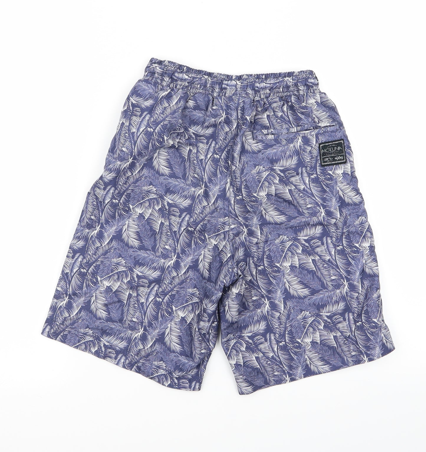 preoworn Boys Blue Floral Ramie Bermuda Shorts Size 7 Years