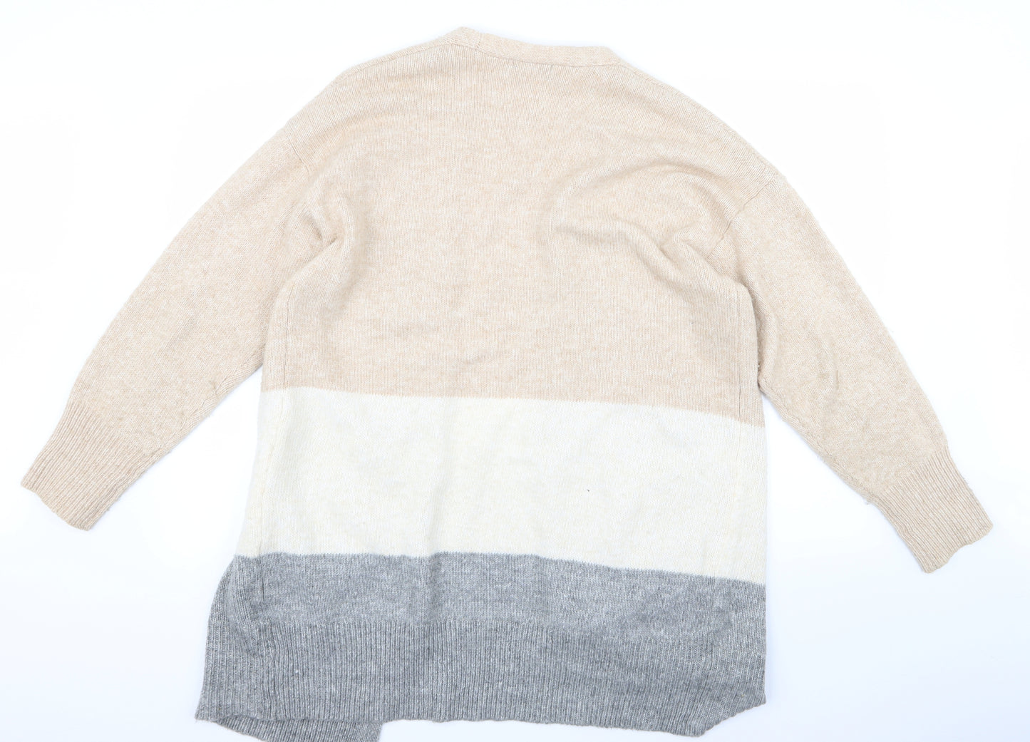 F&F Womens Beige Striped  Cardigan Jumper Size L