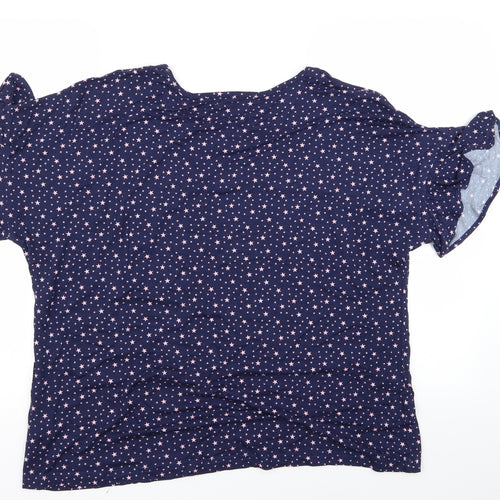 Preworn Womens Blue Polka Dot  Basic Blouse Size 12  - 20