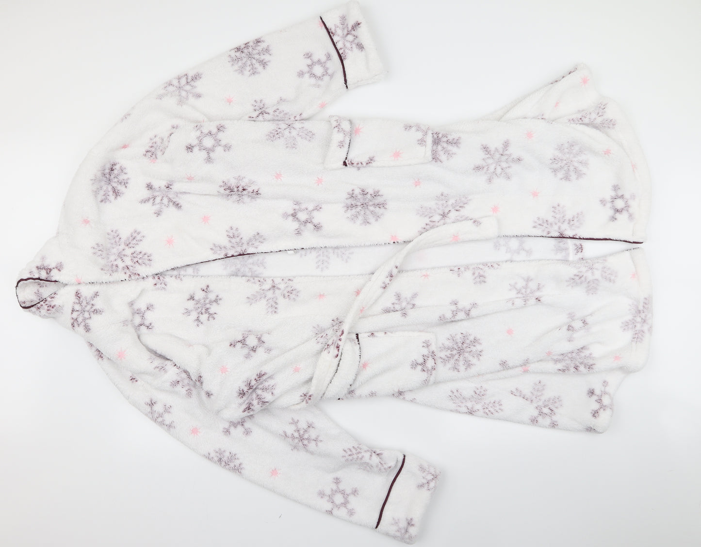 Preworn Womens White Floral  Kaftan Robe Size L