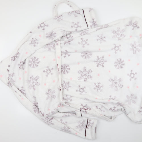 Preworn Womens White Floral  Kaftan Robe Size L