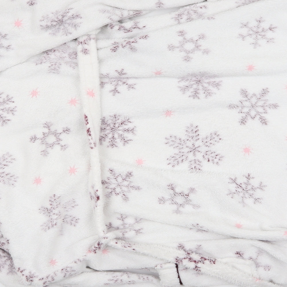 Preworn Womens White Floral  Kaftan Robe Size L