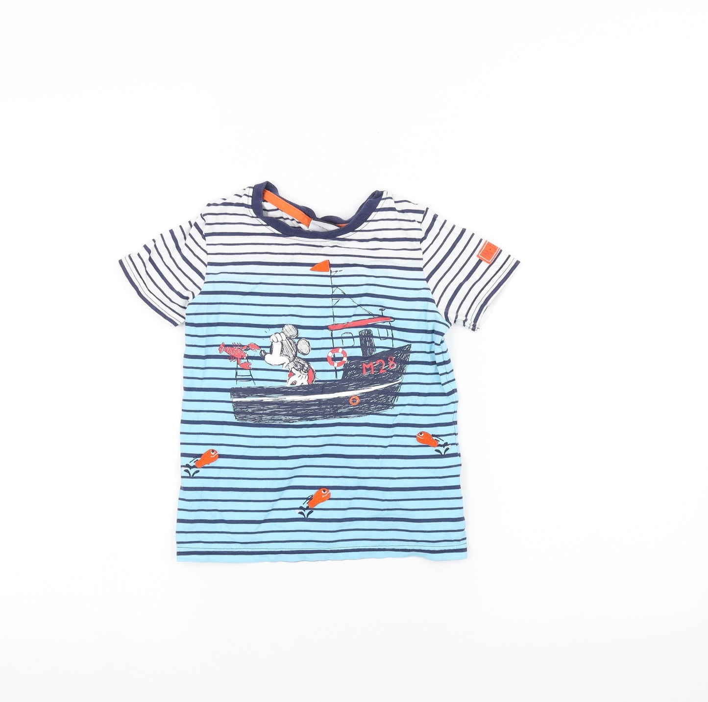 George Boys Blue Striped  Basic T-Shirt Size 3-4 Years  - Disney