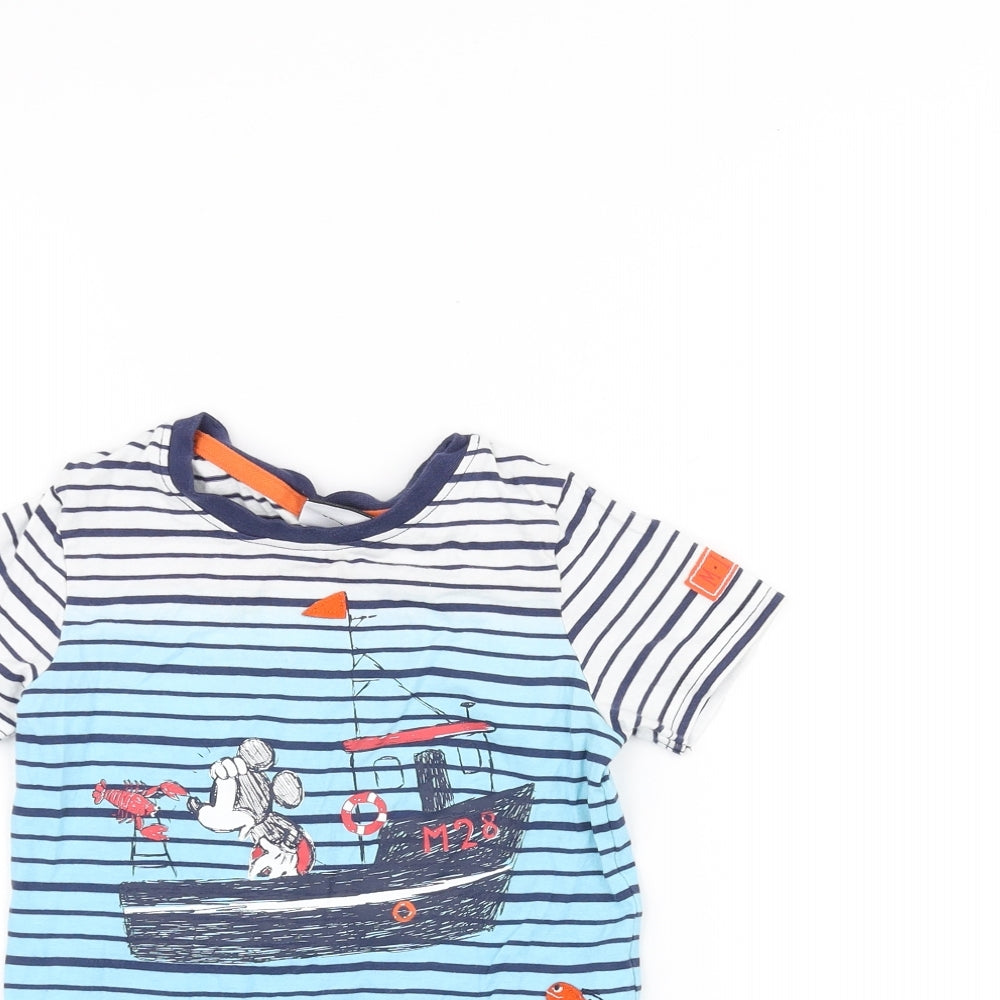 George Boys Blue Striped  Basic T-Shirt Size 3-4 Years  - Disney
