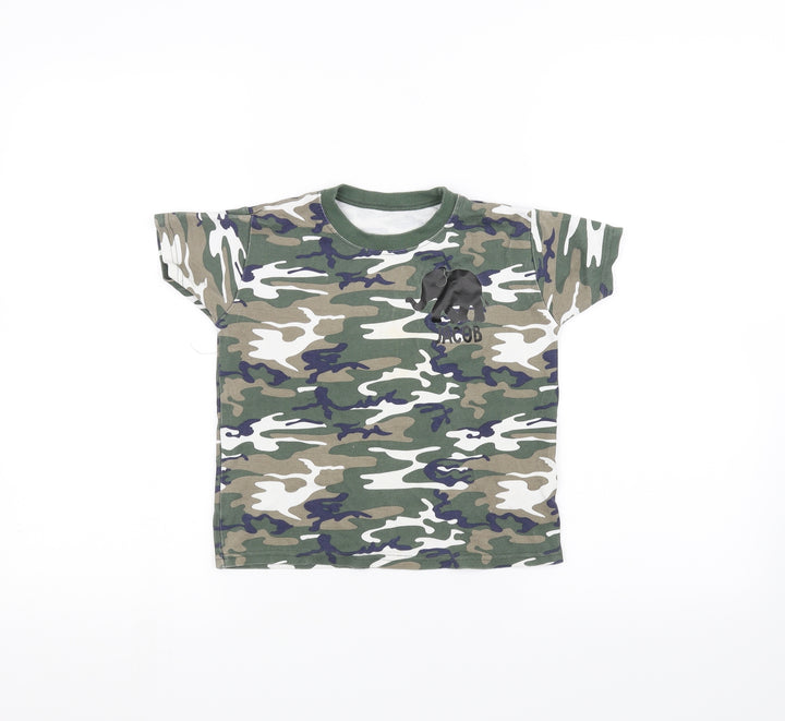 Preworn Boys Green Camouflage Basic T-Shirt Size 4-5 Years