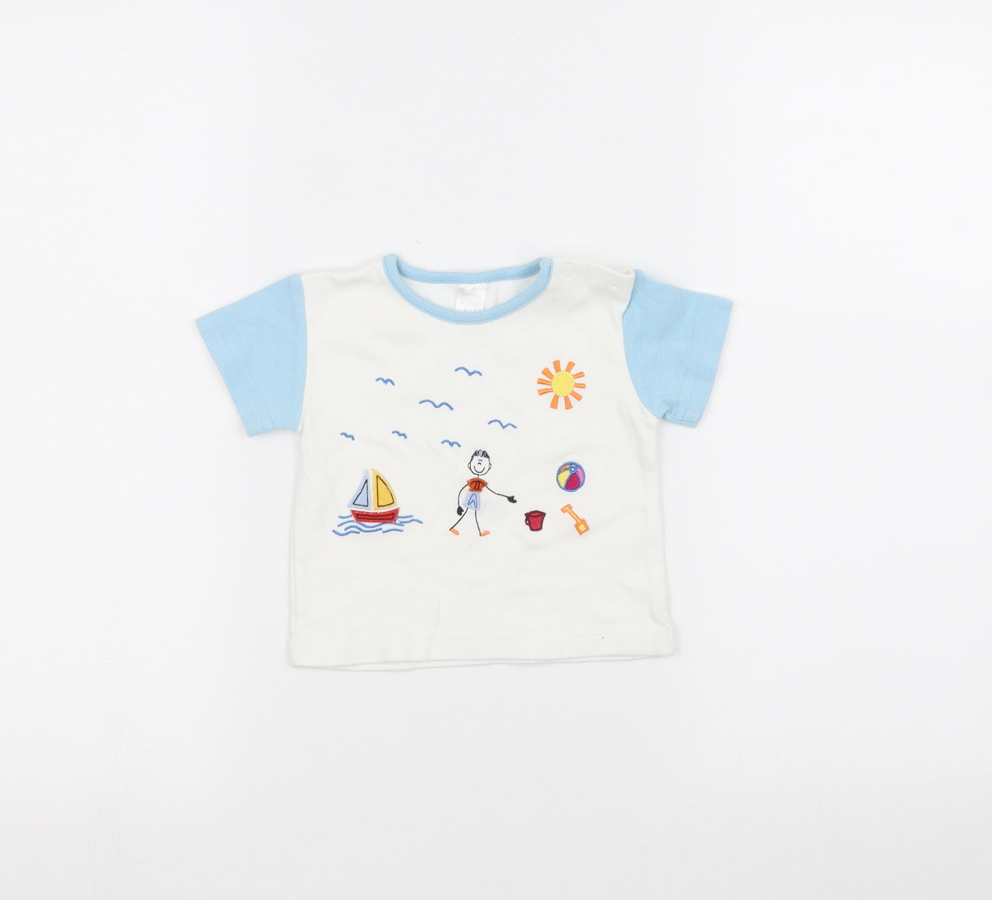 Pure Baby Baby White   Basic T-Shirt Size 6-9 Months  - Beach